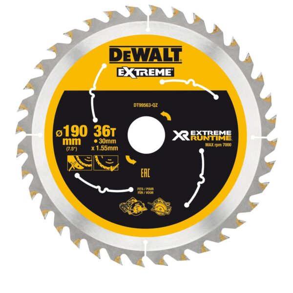 DeWalt Kreissägeblatt DT99563, 190mm / 30mm (36 Zähne, für Handkreissäge)