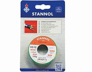 Stannol-Lötdraht 99,3%SN,0,7%Cu Spule Ø mm 2,0 gr.100