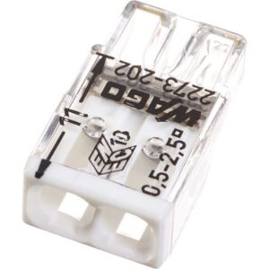 Wago 2273-202 COMPACT Verbindungsdosenklemme 2,5 mm² 2-Leiter weiß Steckklemme 100 Stück