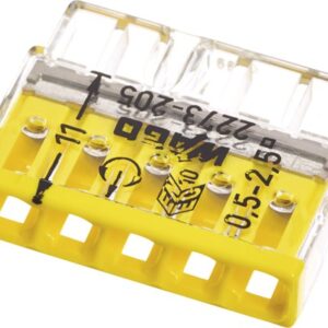 Wago 2273-205 COMPACT Verbindungsdosenklemme 2,5 mm² 5-Leiter gelb Steckklemme 100 Stück