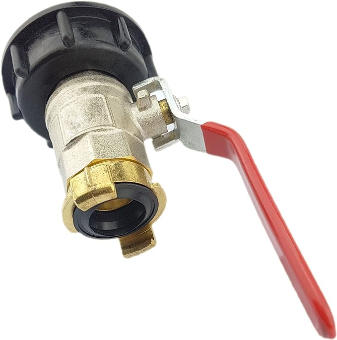IBC Container ZUBEHÖR Adapter Kappe Deckel mit Messing Kugelhahn mit Hebelgriff mit Messing Schnellk