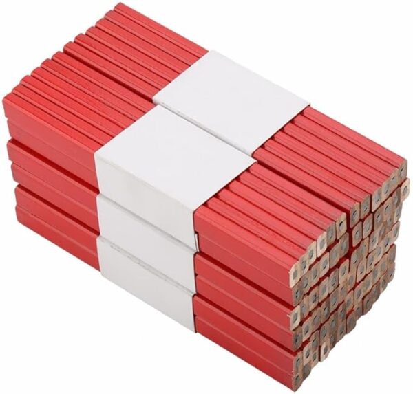 Premium Holz-Bleistifte mit Achteck-Form - Präzise Markierwerkzeuge mit flachen Köpfen, leuchtend ro