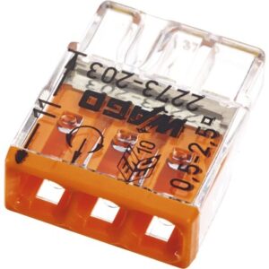 Wago 2273-203 COMPACT Verbindungsdosenklemme 2,5 mm² 3-Leiter orange Steckklemme 100 Stück