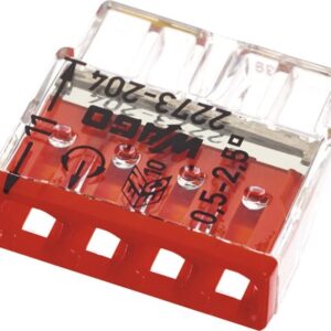 Wago 2273-204 COMPACT Verbindungsdosenklemme 2,5 mm² 4-Leiter rot Steckklemme 100 Stück
