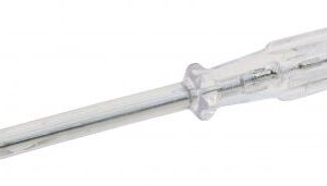 Einpoliger Spannungsprüfer aus SAN-Kunststoff mit fest integrierter Glimmlampe und Schraubendreherkl