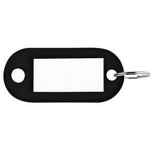 Schlüsselanhänger mit Loch+S-Hacken Kunstsoff Schwarz 54x22 mm