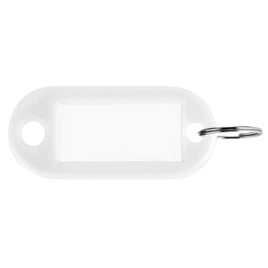 Schlüsselanhänger mit Loch+S-Hacken Kunstsoff weiß 54x22 mm