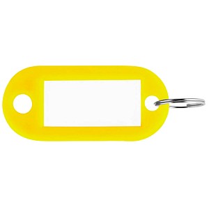 Schlüsselanhänger mit Loch+S-Hacken Kunstsoff gelb 54x22 mm