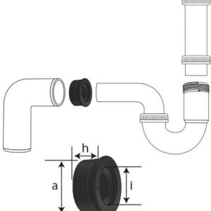 OHA Gummi-Nippel für HT-Muffen, schwarz DN 40, 35 x 54 x 35 mm
