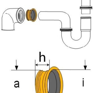 OHA Gummi-Gewinde-Nippel schwarz DN 32, 1 1/4", 30 x 41 x 19 mm