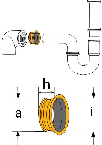 OHA Gummi-Gewinde-Nippel schwarz DN 32, 1 1/4", 30 x 41 x 19 mm