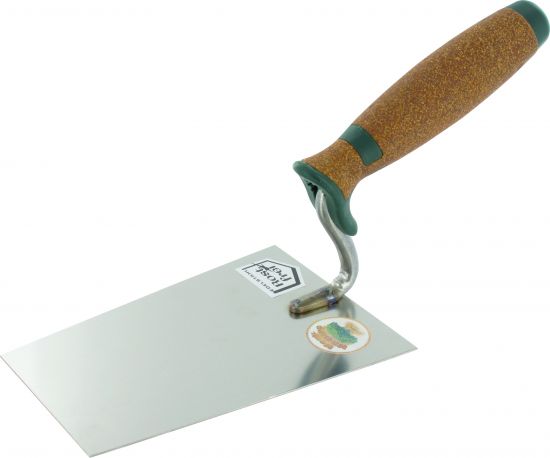 Kantige Stukkateurkelle Edelstahl 180mm mit Korkgriff