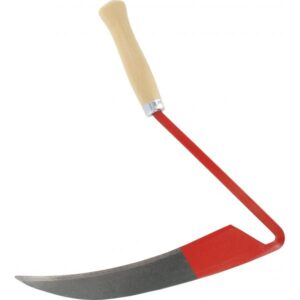 Sensensichel geschmiedet, mähfertig gedengelt, Holzgriff, für Rechtshänder