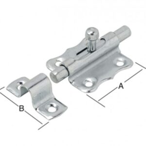 Grendelriegel mit Knopf und befestigter Schlaufe 47 x 46 mm galv. verzinkt, dickschichtpassiviert