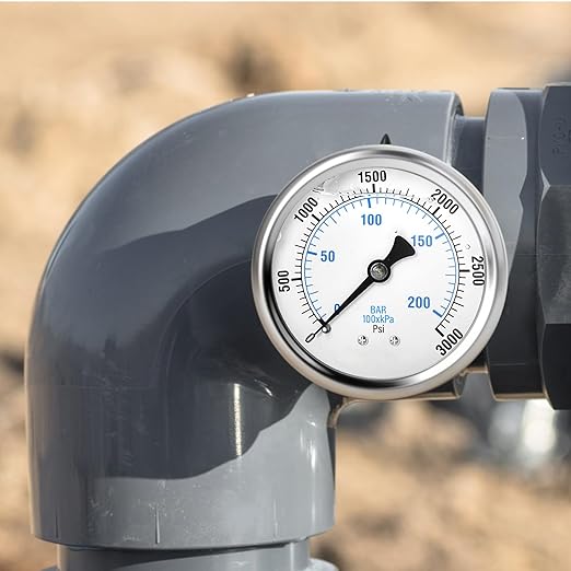 ERGAOBOY 0~210 Bar (0~3000 PSI) Edelstahl 1/4" BSP 2.5" Zoll FACE DIAL Flüssigkeit gefülltes Manomet