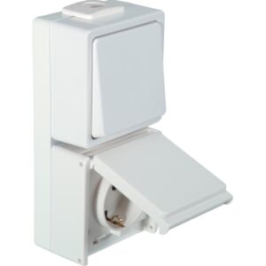 Wechselschalter/Steckdosen -Kombination IP54, senkrecht