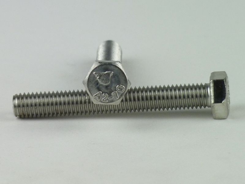 Sechskantkopf, M 10 x 120 mm, Vollgewinde, SW 10, Edelstahl A2, gebeizt, passiviert, 10 Stk.