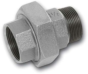 Verschraubung, verzinkt, flach m. Innen- u. AG., 1 1/4" Nr.331 mit Dichtung