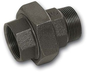 Verschraubung, verzinkt, flach m. Innen- u. Aussengewinde, 1/2" Nr.331 mit Dichtung