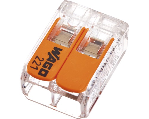 Wago 221-412 COMPACT Verbindungsklemme 4 mm² 2-Leiter alle Leiterarten Hebelklemme 1 Stück 0,2 - 4mm