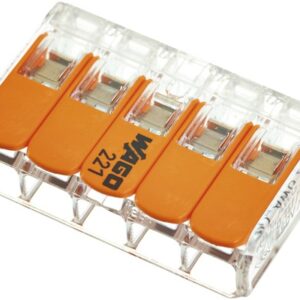 Wago 221-415 COMPACT Verbindungsklemme 4 mm² 5-Leiter alle Leiterarten Hebelklemme 1 Stück
