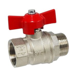 Kugelhahn 3/4'' IG x 3/4'' AG - DN 20 - Messing vernickelt - mit Flügelgriff rot