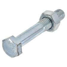 8 x 130 Sechskantschraube mit Schaft DIN 601 / ISO 4016, Stahl 4.8, verzinkt blau 25 Stk.mit Mutter