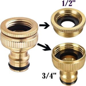 Uni-Fine 1 Stück 1/2 Zoll & 3/4 Zoll 2-in-1 Gartenschlauch Schnellverbinder Messing Schnellschlauch