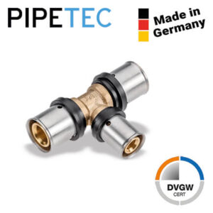Press-T-Stück Mittelabgang reduziert 20x2-16x2-20x2 PFT201620 DVGW, TH+U