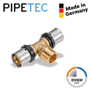 Press-T-Stück mit Außengewinde 20x2 - 1/2" - 20x2 PFTA200420, DVGW, TH+U