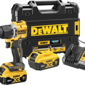 DEWALT XR 18V Schlagbohrmaschine - 2 x 5,0Ah Akkus - Ladegerät - 5m Maßband - Schrauberkoffer