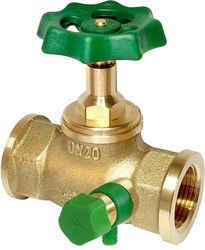 Durchgangsventil, Messing, m. Handrad m. 2 Innengewinden, m. Entl., 1 1/2"