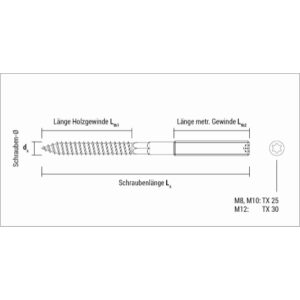 Stockschraube m. I-Stern 8x50 mm galv. verzinkt