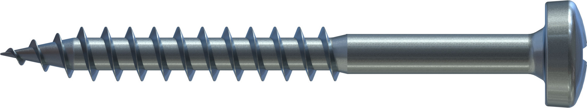 R2 Spanplattenschraube, Pan Head, 5,0 x 60 mm, Teilgewinde (L1), PZD 2, Stahl, verzinkt, blau passiv – Bild 2