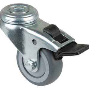 BS-R Lenkrolle 50mm m Feststeller Gummirad grau Kugell.,Rückenloch Tragkr. 50kg