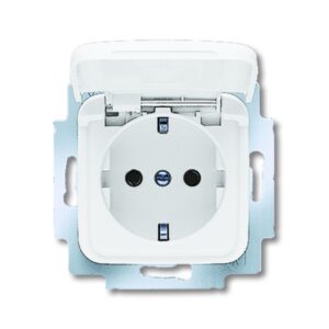 Schutzkontakt Steckdosen-Einsatz mit Klappdeckel 20 EUK-214 alpinweiß