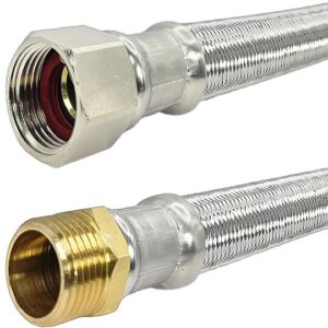 Panzerschlauch 1/2'' AG x 1/2'' IG Überwurfmutter mit HDPE-Inliner und Edelstahldrahtumflechtung - L