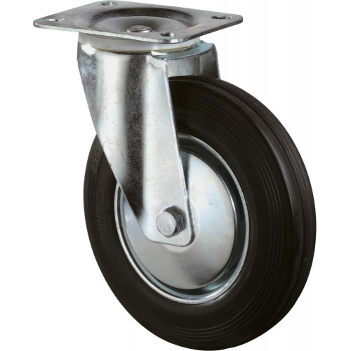 Lenkrolle 100 mm Lg.R Stahlbl verz. Gummirad mit Bremse