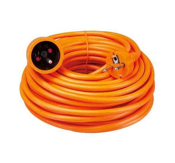 Silikon Verlängerungskabel orange 20 mtr. mit Gummi Stecker und Kupplung