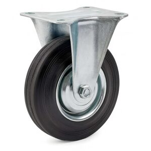 Wiltec Bockrolle Ø100mm mit Gummirad und Metallfelge 70kg Tragkraft, Vollmaterial Apparaterolle Tran