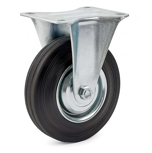 Wiltec Bockrolle Ø100mm mit Gummirad und Metallfelge 70kg Tragkraft, Vollmaterial Apparaterolle Tran