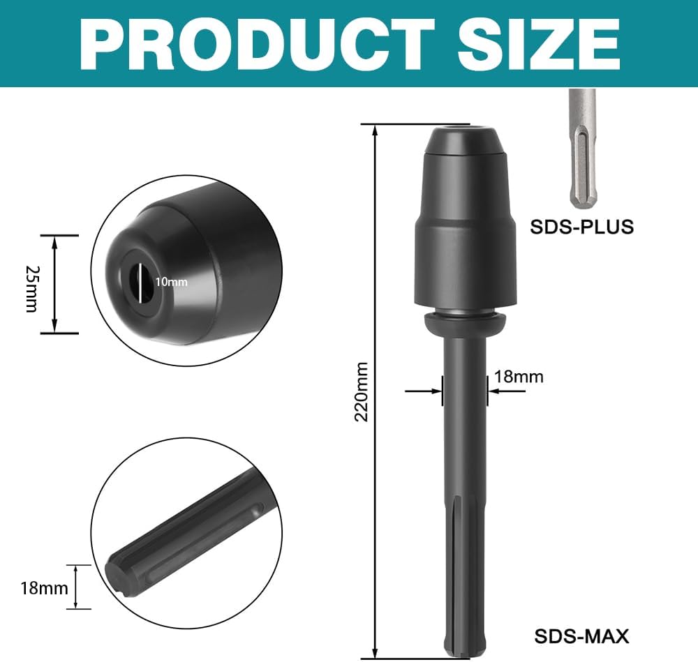 SDS-Max to SDS-Plus Bohrfutter Adapter, 220 mm SDS-Plus Adapter,