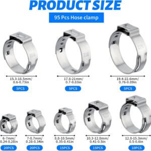 19,4-22,6 mm Schlauchschellen Edelstahl, Verstellbare Ohrschellen