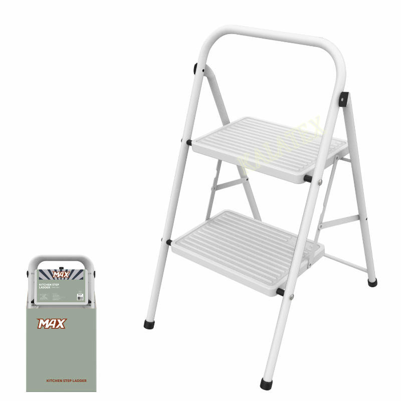 Klapptritt aus Stahl, mit 2 Stufen, Höhe: 65,8 cm, Tiefe 47,8 cm, Breite 38,5 cm, 150 kg maximal