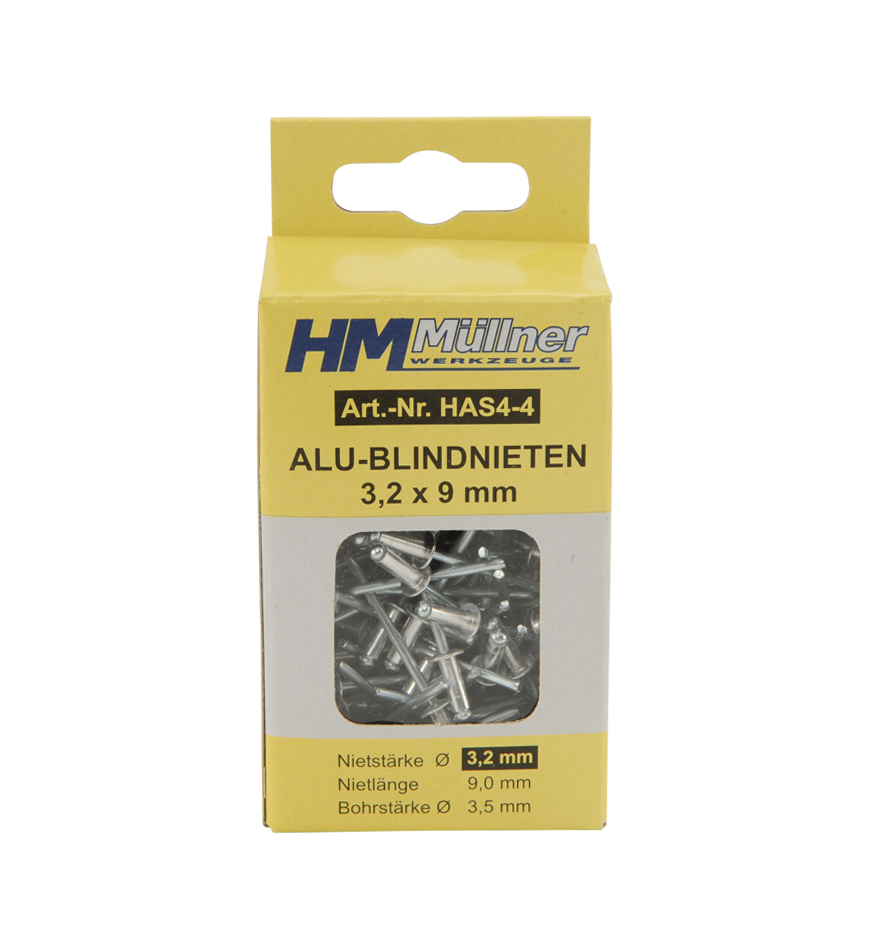 Blindnieten HAS6-6 Klemmlänge 7,9-9,5 mm Blindniethülse Stäke 4,8 mm Blindniethülse (Länge) 14 mm