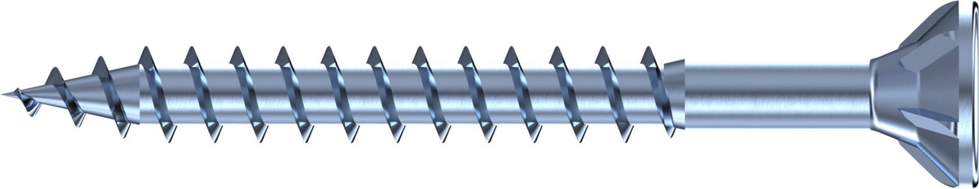 Q200 plus Spanplattenschraube, Flachsenkkopf, 5,0 x 80 mm, Teilgewinde (L1), TX 25, Stahl, verzinkt,