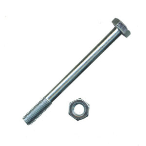 Sechskantschraube mit Schaft M16X180 Stahl 4.8, verzinkt blau passiviert (A2K), mit Mutter a.25 Stk.